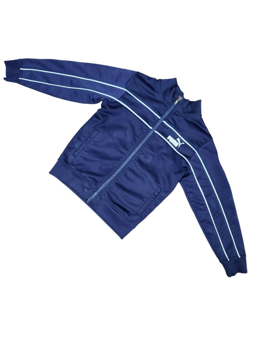Puma Boys Polyester Track Jacket Navy With White Stripes Size 4